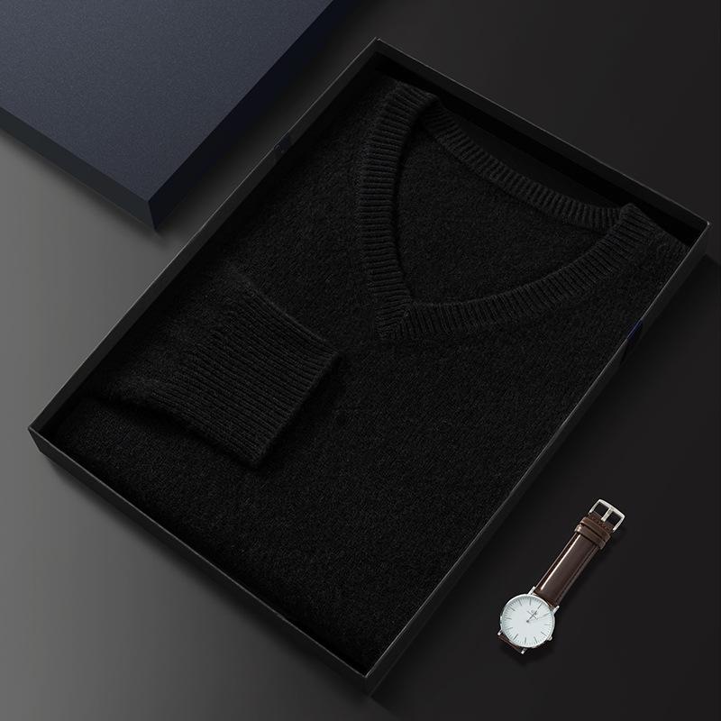 First-line Ready-to-wear Thickened V-neck Cashmere Sweater Loose Wool Knitting