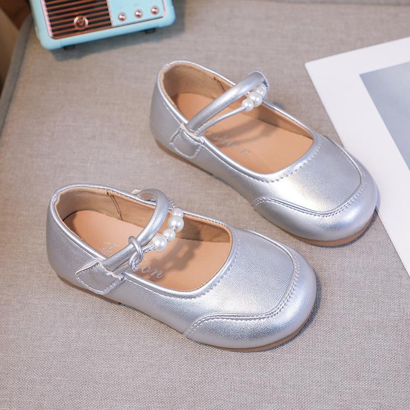 

Fashion Girl Shoes Spring New Kid Leather Shoes Anti Slip Mary Jane Shoe Soft Soled Girl Princess Shoes Simple Child Casual Shoe 23insole14.5cm серебряный
