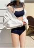 2024 Backless High-Waisted Triangle Bikini - Slimming Solid Color Two-Piece Swimwear