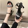 Women High Heels Sandals Shoes Woman 8cm Thin Heels Pumps Sandals Ladies Flock Solid Ankle Straps Casual Sexy Wedding Shoes