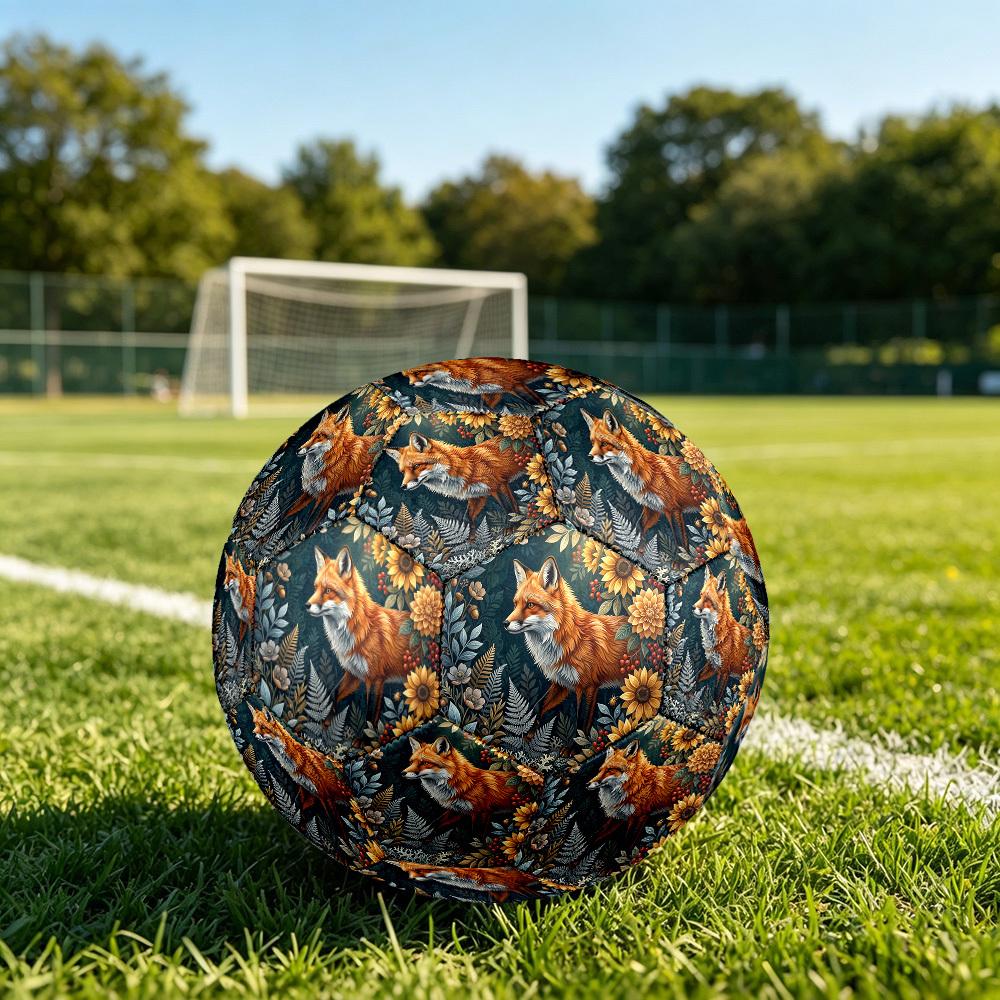 1pc Fox Garden Theme Soccer Ball Football, Size 5, Lightweight PVC, Durable Outdoor Training Soccer Ball, Gift m61476 Size 5