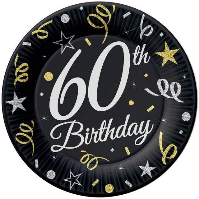 Talerzyki Papierowe 60 Urodziny 18Cm 6Szt.