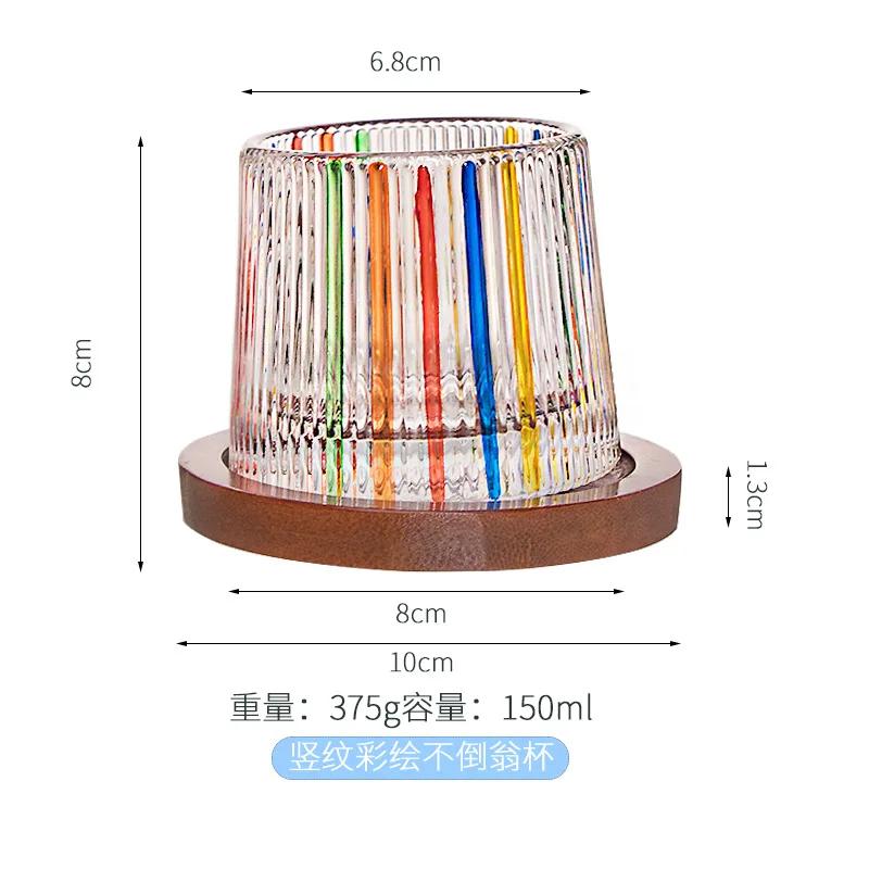 Hand-painted Rotating Glass with Coasters Color Water Cup Decompression Gyro Glass Tumbler Whiskey Glass