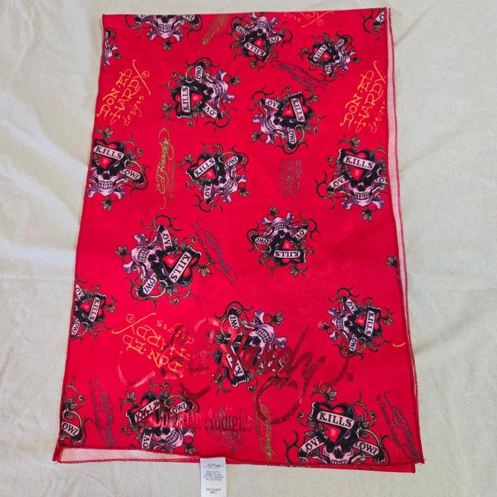 Used Ed Hardy Skull Pattern Long Stole