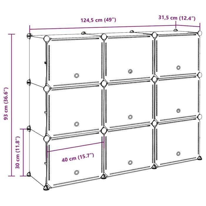 VidaXL Storage Cubes 9 Pcs with Doors Black PP, Storage Cube, Cube Storage Organizer, Shelf At 4019577