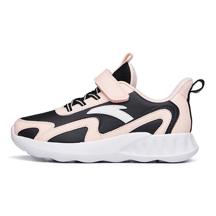 Anta Kids Velcro Non-Slip Durable Low-Top Running Shoes Kids Sneakers Black Pink A322135569-2