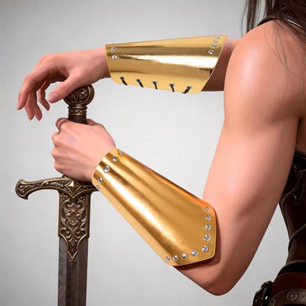Silver Gold Rivet Medieval Bracers Role Playing Cosplay Arm Cuff Knight Arm Guard Training