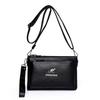 Retro Multiple Zip Pockets Shoulder Bag Soft Square Phone Bag PU Leather Crossbody Bag  Elderly
