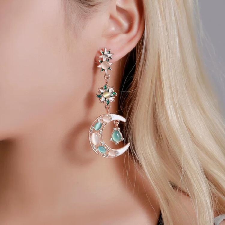 Moon Sun Earrings Drop Dangle Earrings Alloy Material Party Jewelry for Girls