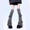 Women Harajuku Punk Flared Foot Covers with Buckled Belt Aesthetic Thigh High Over Knee Leg Warmers Socks Streetwear