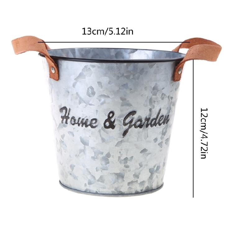 Flower Pot Metal Iron Bucket Planters Pot Metal Bucket Flower Holder with Hooks
