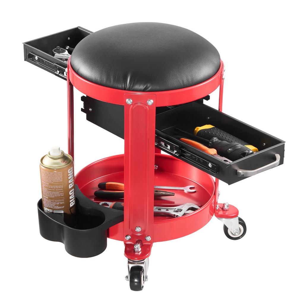VEVOR Rolling Mechanic Stool with Wheels, 300 lbs Capacity Garage Seat/Work Stool, Padded Roller Creeper Seat with Fixed Height