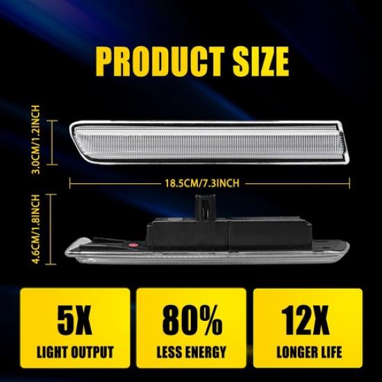 2PC Clear Lens Rear LED Side Marker Red Light for 2004-2008 Acura TL BASED MODEL