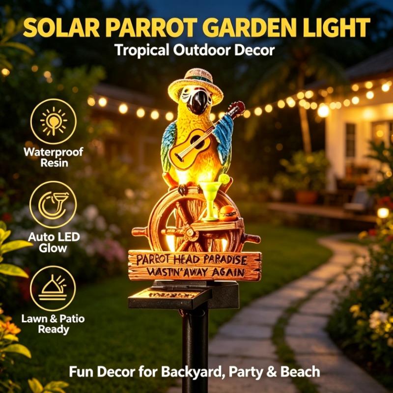 Solar-Powered Outdoor Parrot Stake Light Resin Waterproof Led Parrot Ornament Lamp Decorative for Lawn Backyard Party