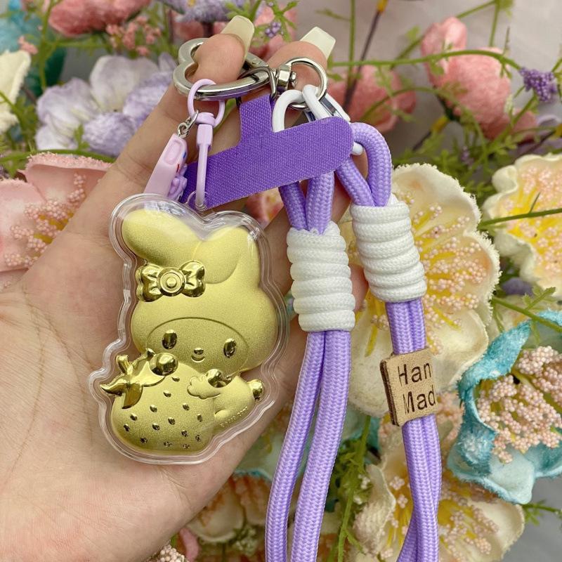 Shuibei 999 Pure Gold My Melody Strawberry KT Pendant Keychain & Bag Charm Ornament Without Gold
