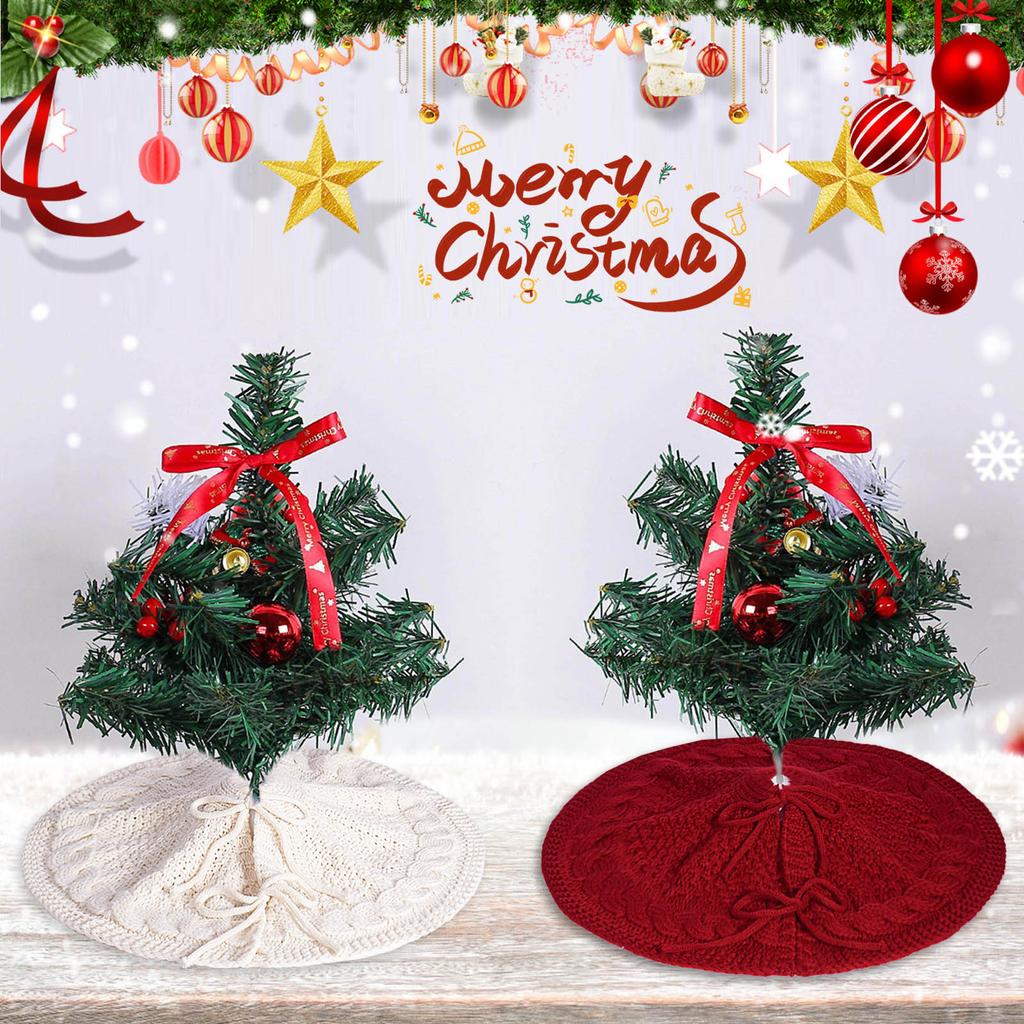 Christmas Knitted Tree Skirt Creamy Knitted Christmas Atmosphere Apron Christmas Tree Decorations