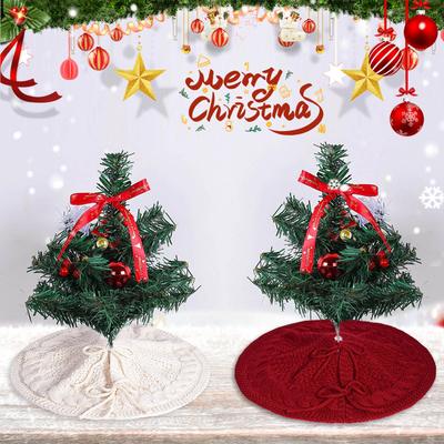 Vánoční pletený koberec pod stromeček Krémový pletený vánoční atmosféra Zástěra Vánoční strom ozdoby