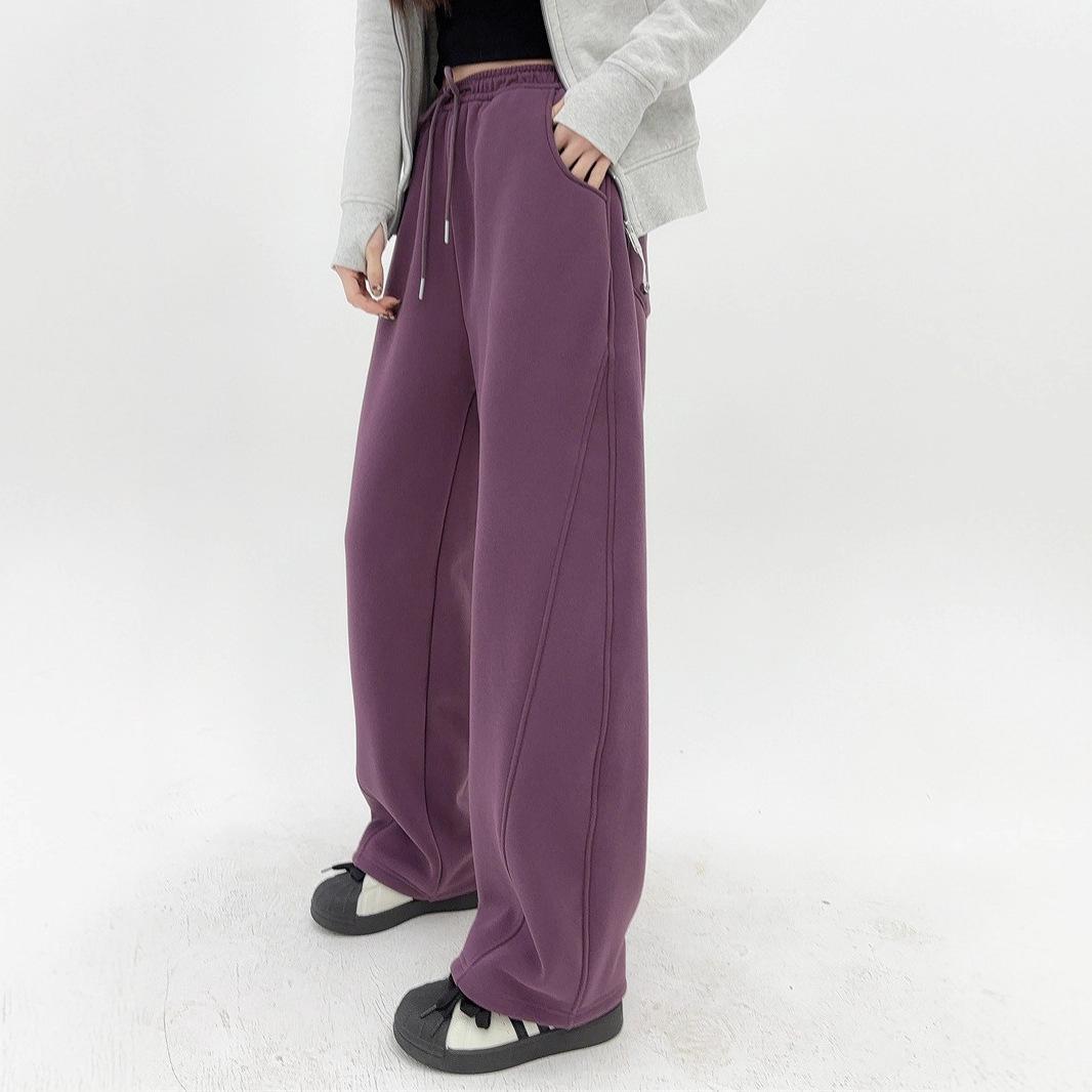 

800g Plush Curved-Leg Cat Pants - Winter 2025, Loose, Plus Size, Casual, Hot Selling Scythe Style Medium фиолетовый