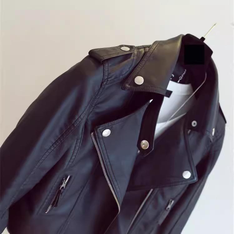 Springtime and Autumn New Style Slim Lapel Leather Jacket Women's Short Jacket For Women Pu Jacket Motorcycle Wear Women's Clothing