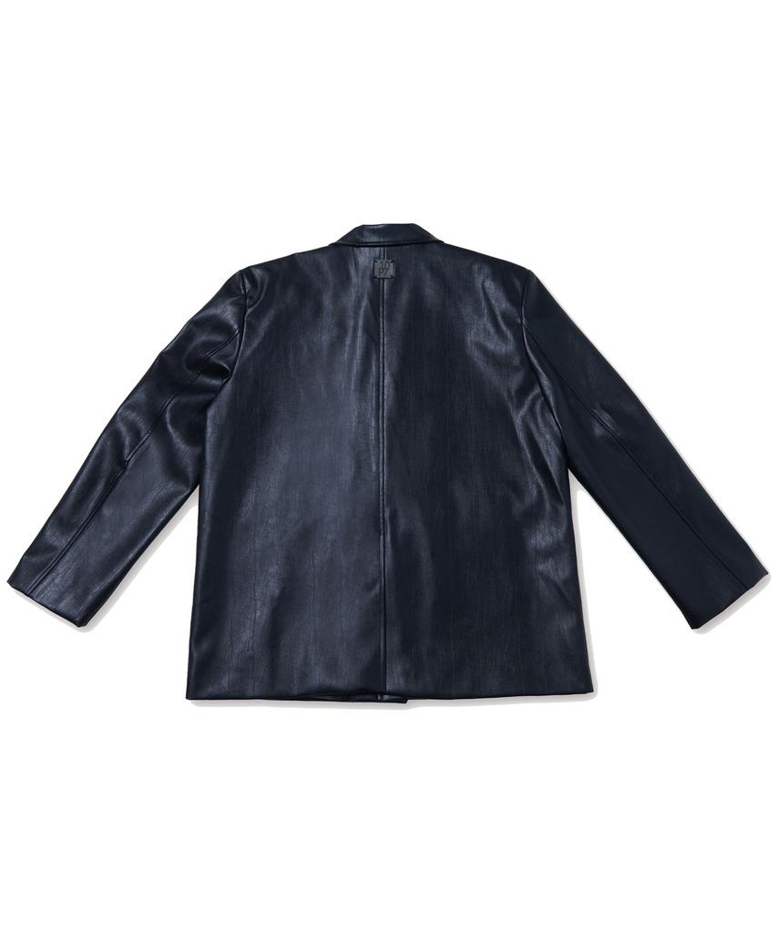 Ten Past Seven Faux Leather Single Jacket - Black