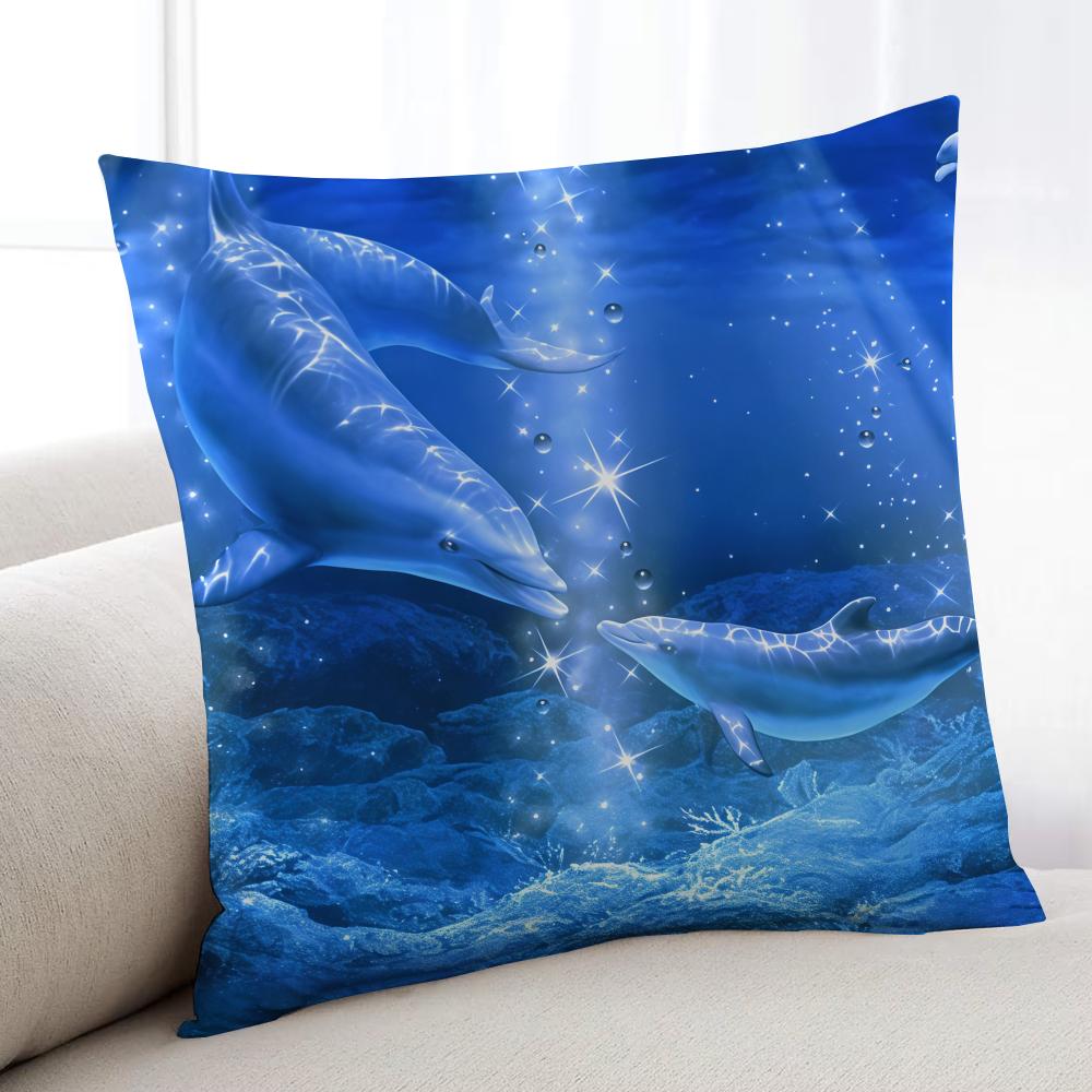 Fantasy Summer Ocean Dolphin cushion cover Home Bedding Sofa living Room pillowcase Simple Soft Skin Cushion Cover Party Gift