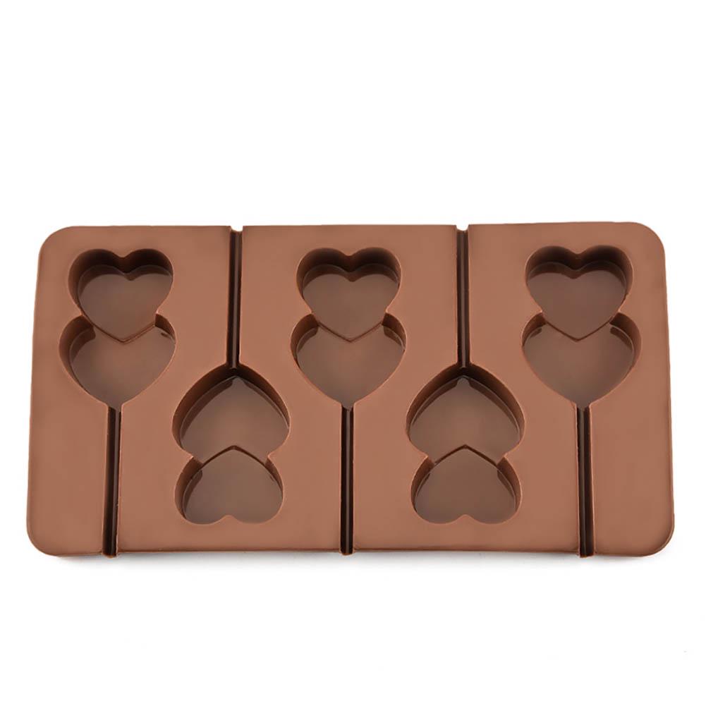 Puntos Silicone 5 Grid Double Heart Shaped Non Stick Lolly Chocolate Cookie Candy Mold