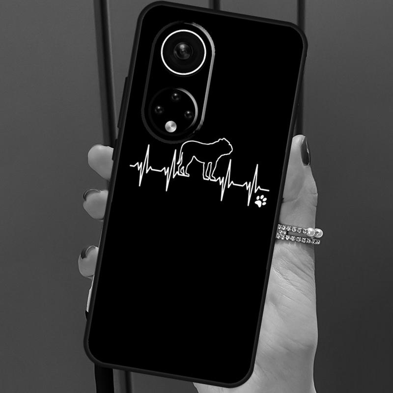 English Bulldog Heartbeat Cover For Honor 50 Lite Case For Huawei P20 P30 P40 Pro Nova 9 5T P Smart 2021 8X 9X 10i