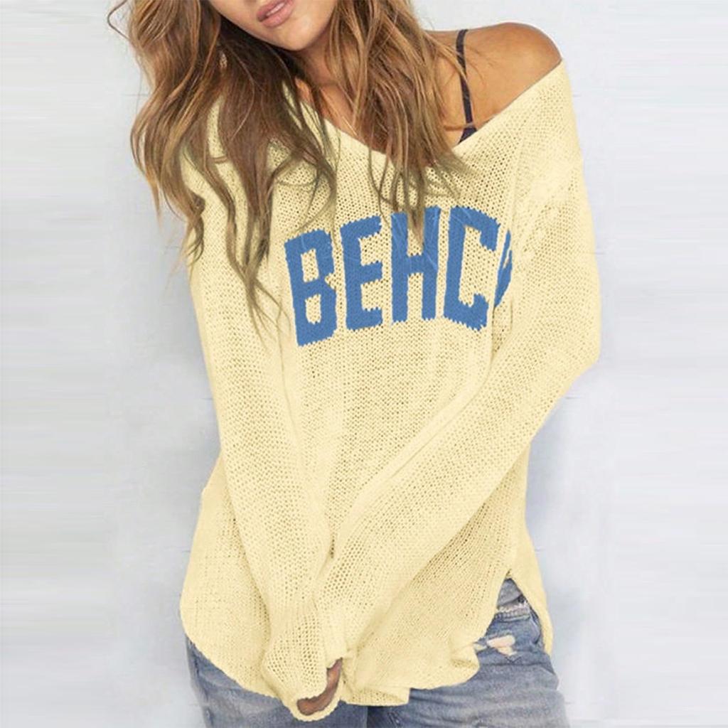 Women V Neck Hollow Knit Crochet Pullover Sweater Loose Fit Lightweight Top Casual Beach Pullover Knitted Blouse