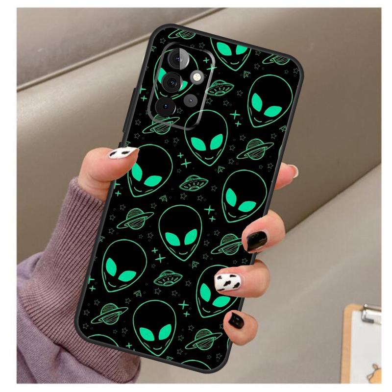 Cartoon Alien Case For Samsung Galaxy A35 A55 A15 A32 A12 A22 A52 A06 A54 A34 A14 A56 A36 A26 A16 A13 A53