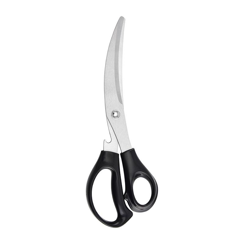 Stainless Steel Korean BBQ Bent Head Kitchen Shears - Multi-functional Household Meat Scissors