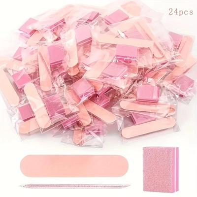 Nail Care Kit: Wood Stick, Polishing Strip, and Nail File Set