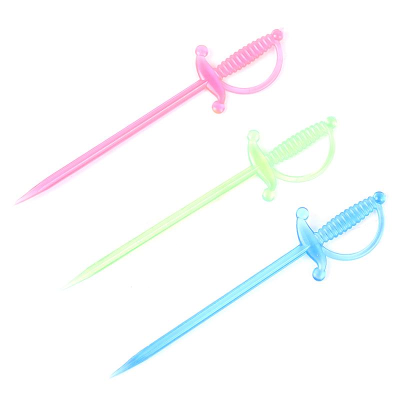 40 szt. mieszanych kolorów plastikowych patyczków do szaszłyków do owoców, koktajli, przekąsek, widelców