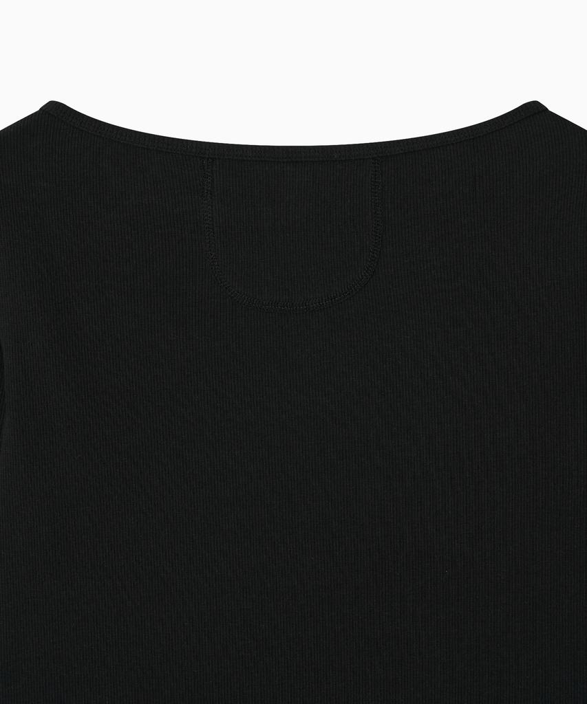Ohesio Henley Neck Button Long Sleeve, Black