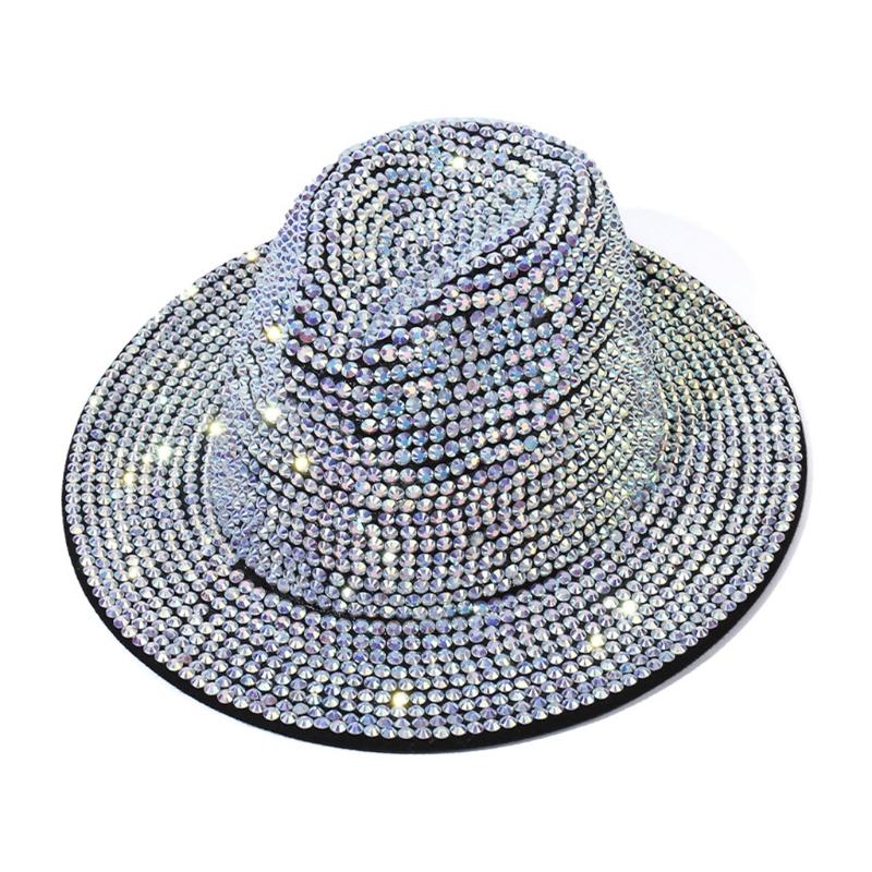Retro Hipster Fashion Shiny for Rhinestone British Hat Jazz Outdoor Trend Women