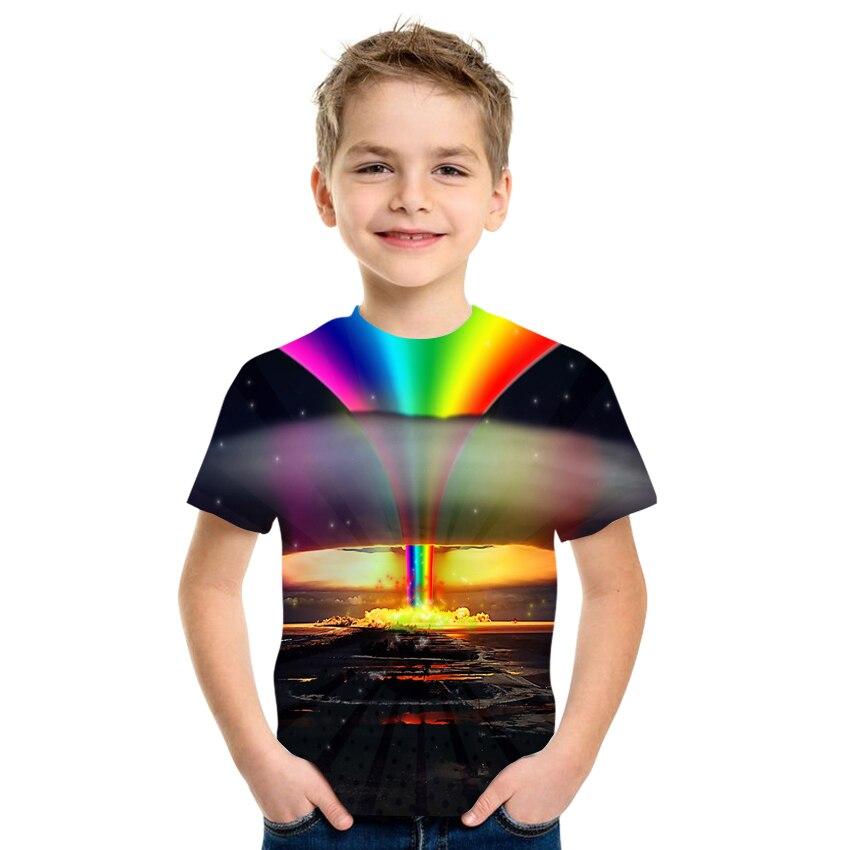 Letnia koszulka dziecięca kosmiczna gwiaździste niebo z nadrukiem 3d Harajuku Koszulka z krótkim rękawem