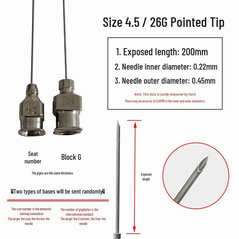 200mm Precision Stainless Steel Dispensing Needle with Pointed and Flat Tips