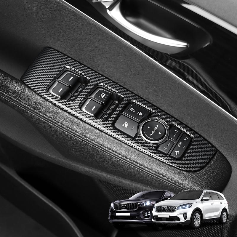 For Kia Sorento 2014- Car Tuning Carbon Fiber Window Button Cover Trim Car Interior Decor Accessories LHD