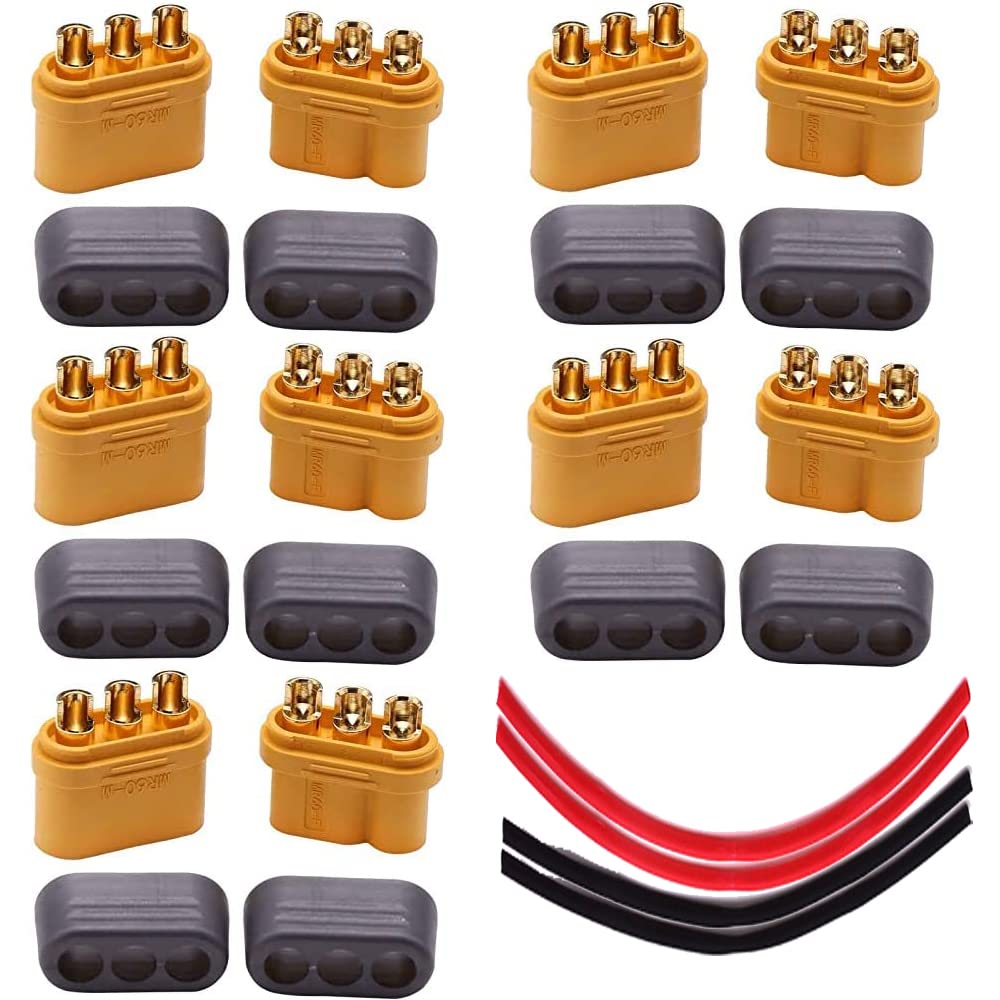 

Yiqigou 5 Pairs Wireless Amass MR60 Male to Female Plug Connector Adapter with Sheath for Lipo