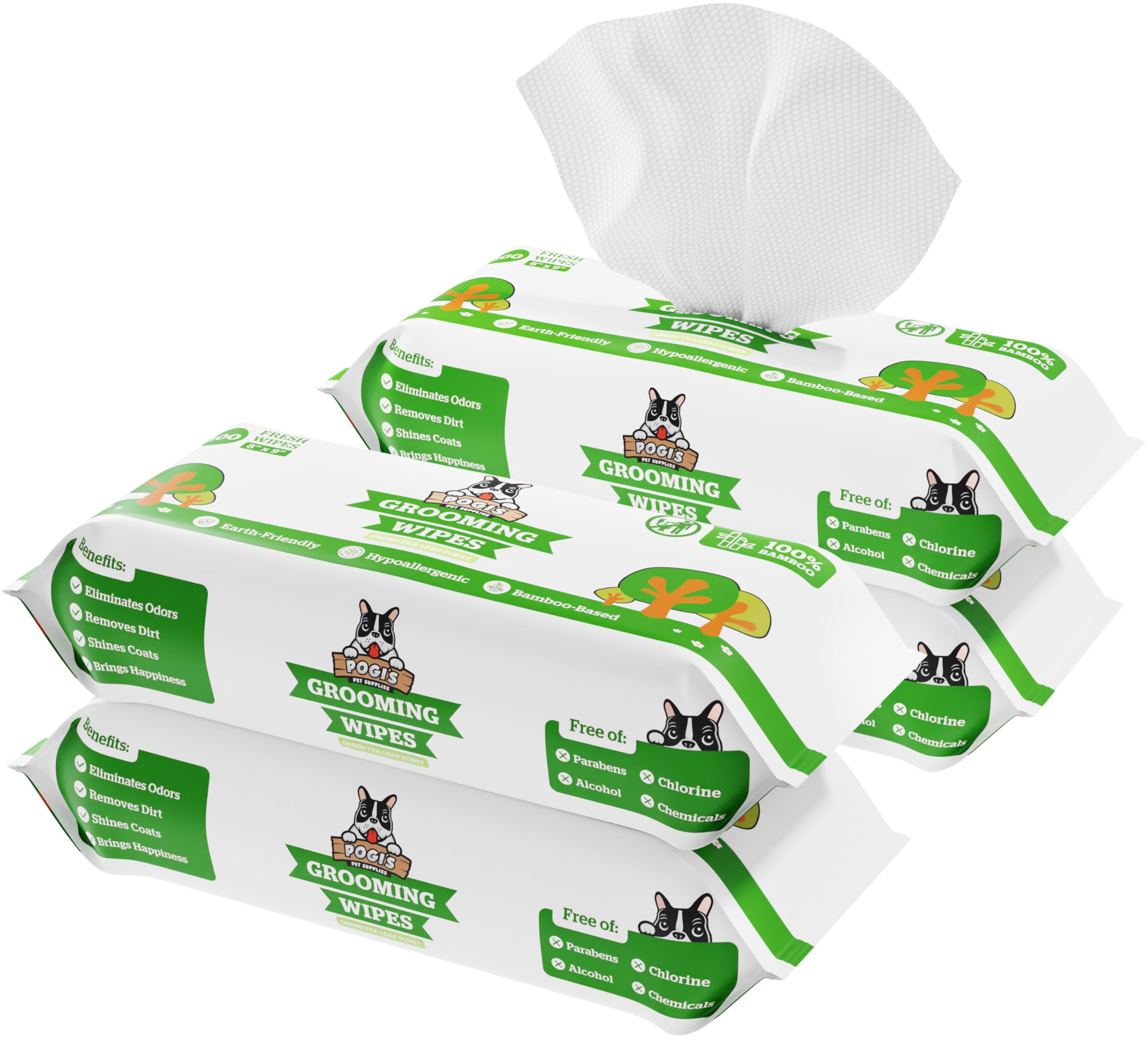 

POGI Dog Wet Green Tea Gentle on 400 Sheets Wipes, Scent, Bamboo-Derived, Skin,