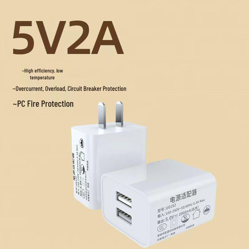 White Dual USB Fast Charger Plug for Mobile Phones (One Box)