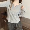 2026 Spring Plus Size Women's Korean-Style Half-Zip Slimming Long-Sleeve Top
