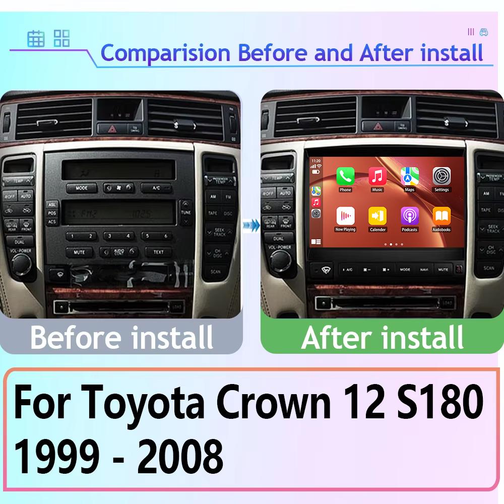 Android For Toyota Crown 12 S180 1999 - 2008 Car Radio Stereo Multimedia Player GPS Navigation 5G WIFI High-performance CPU