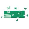 Modern horizontal Butterflies wall clock