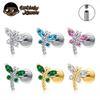 Piercing Labret Mini Libellula in Titanio ASTM F136 con Zirconia Cubica Orecchio Helix Flat Trago Orecchino Anello Naso Piercing Labbra