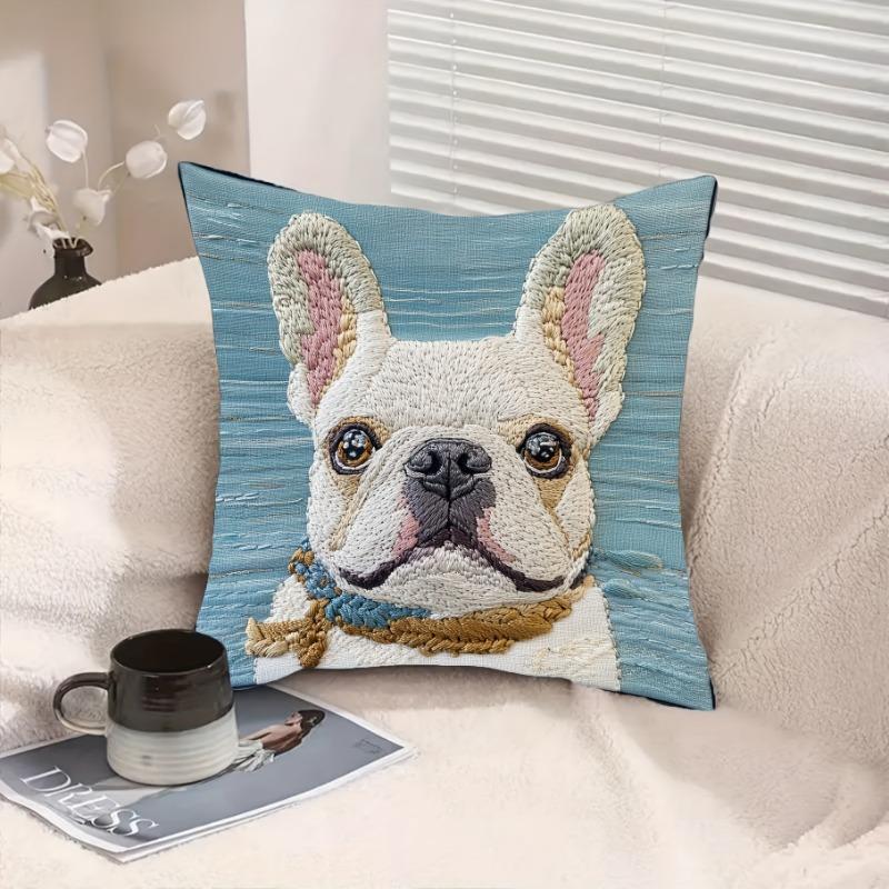 French Bulldog Cushion Covers Chair Living Room Pillowcase Cozy Zipper Sofa Pillow Covers Animal Bedroom Indoor Home Decor