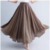 Long A-line Skirt In Cotton and Linen with Elastic Waist In Pure Color for Summer and Autumn
