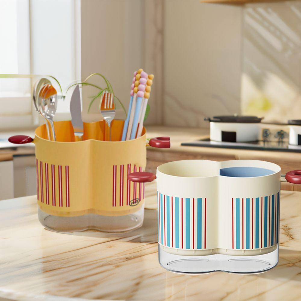 

Plastic 2 Grids Chopstick Cage Large Capacity Cutlery Drying Basket Kitchen Style B