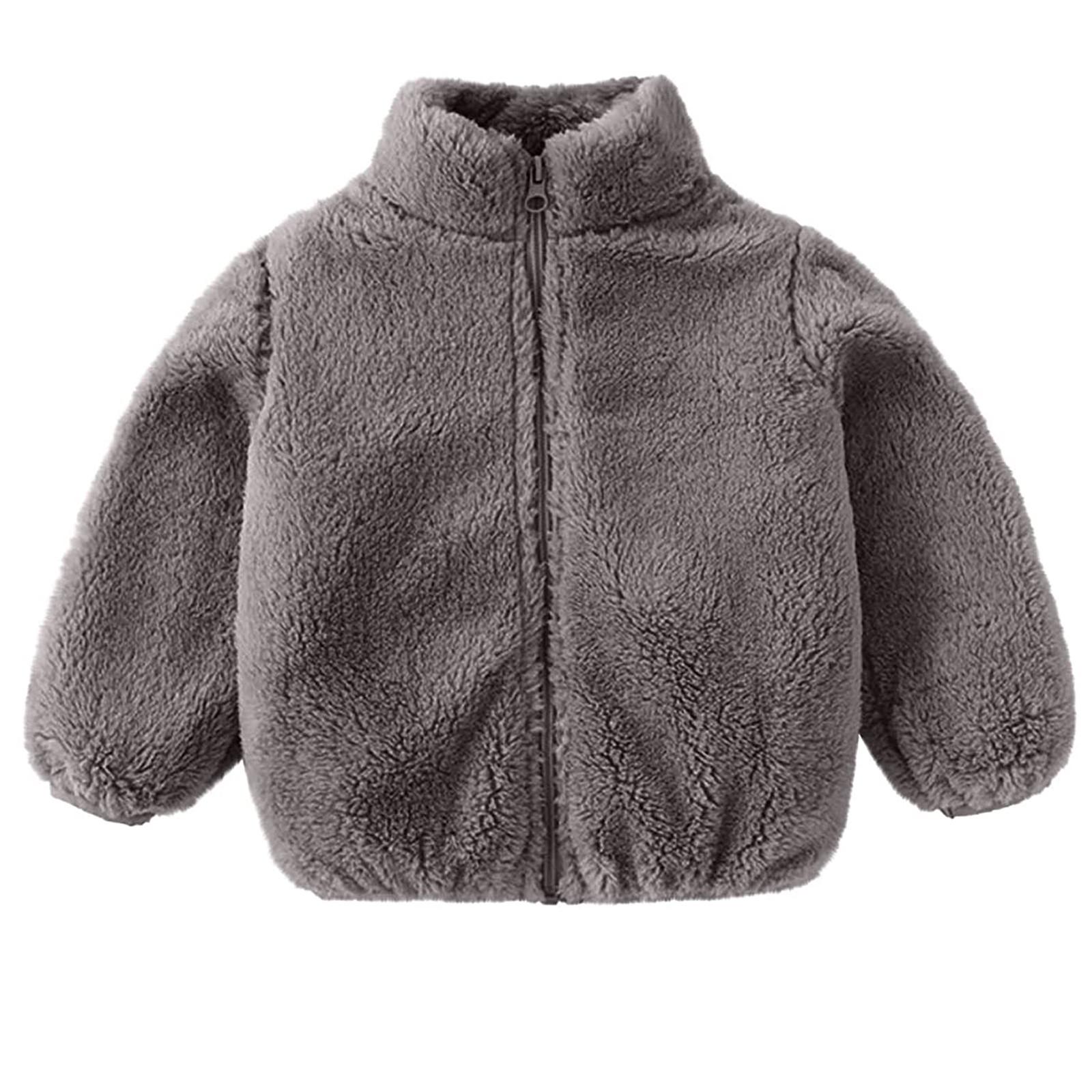 

Симпатичное однотонное толстое флисовое пальто на молнии для маленьких девочек и мальчиков, теплая верхняя одежда 100/L