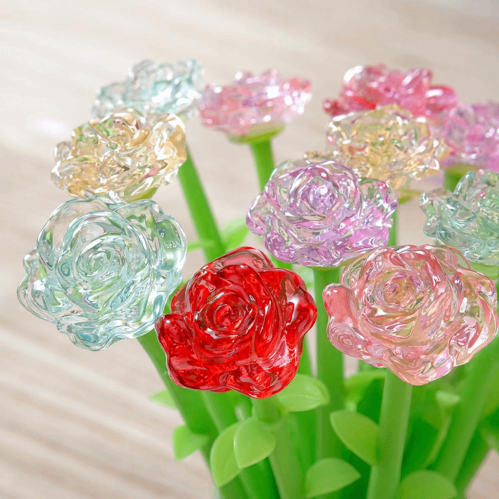 Quick-dry Rose Gel Pen Simulation Flower Writing Pen Multifunctional Ballpoint Pen  Gift