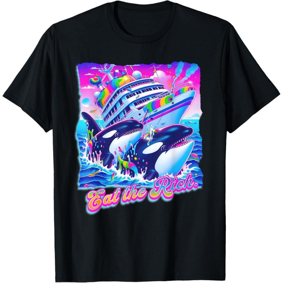 

Ешь богатых Кит 90-х Косатка Смешной Кит Животное Яхта Ретро Футболка XXXXXL чёрный